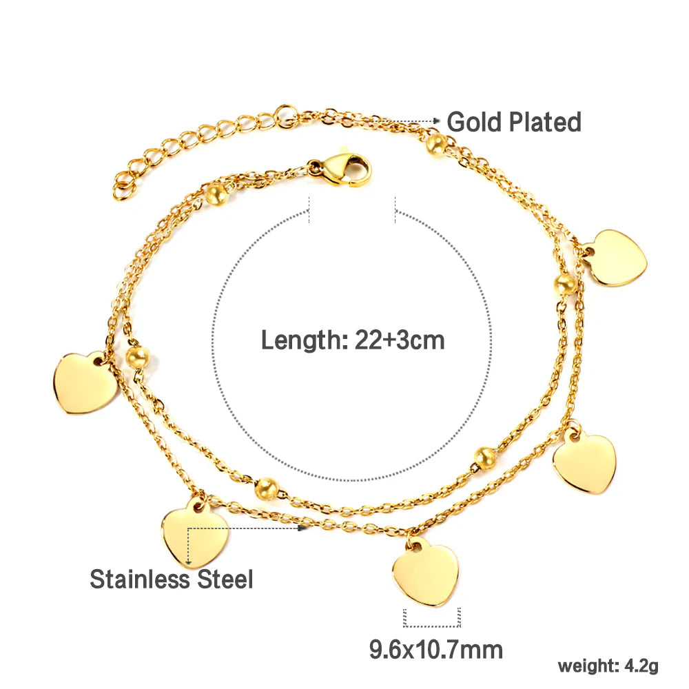 Heart charm anklet