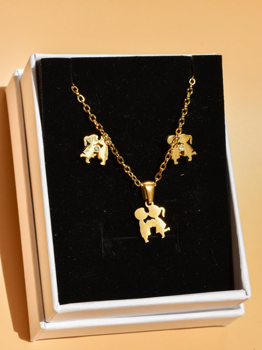 Couple necklace + earrings set