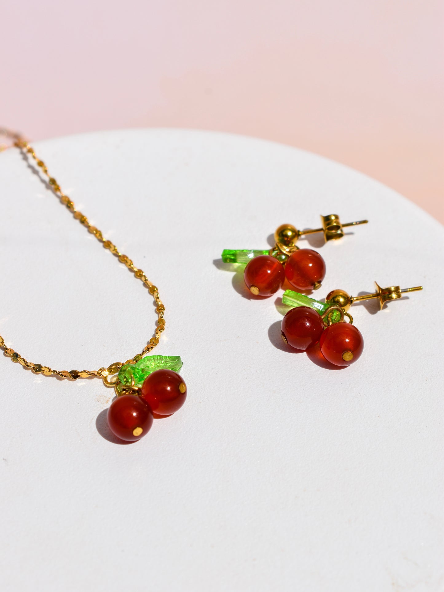 Cherry necklace & earrings set