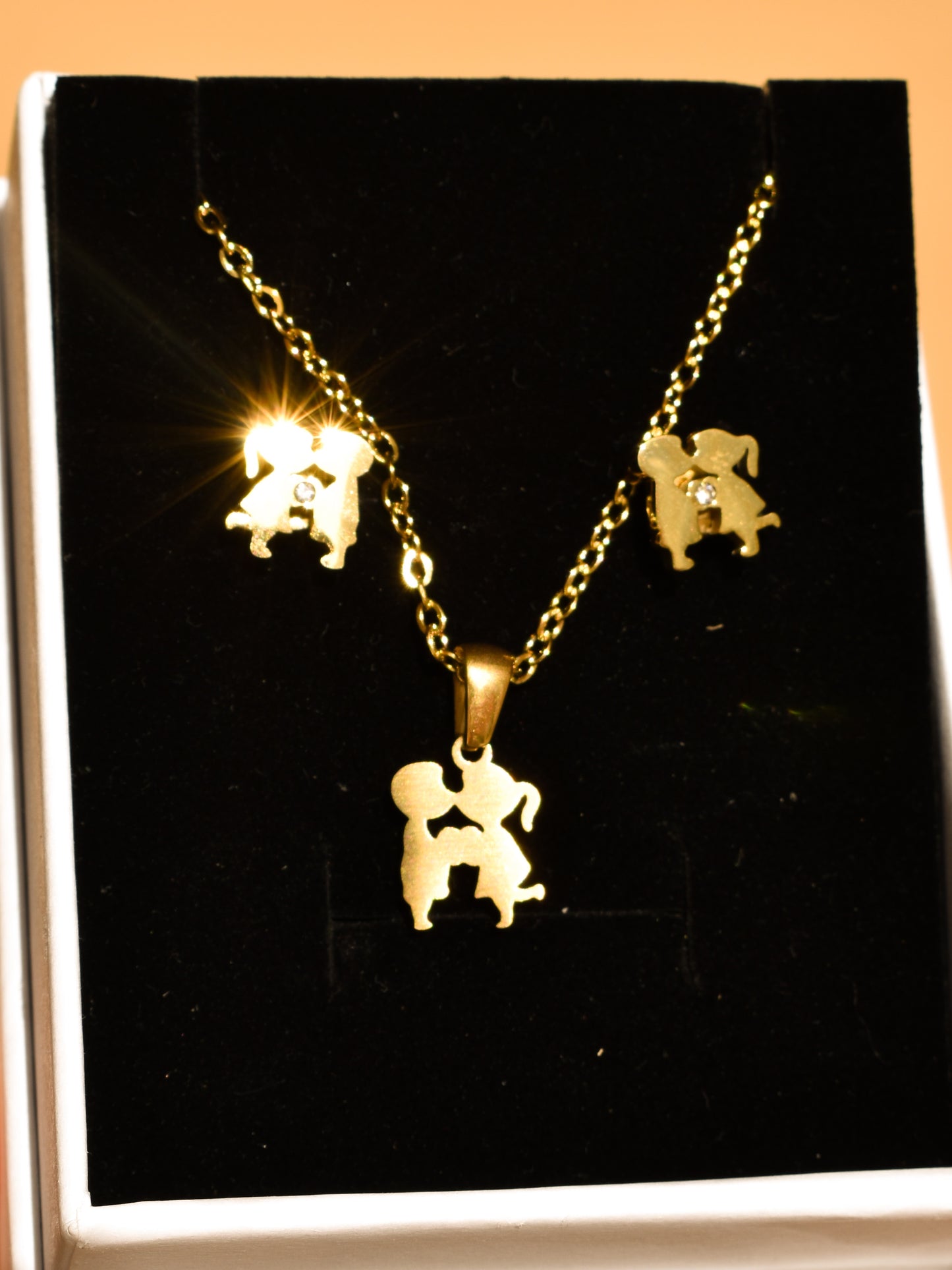 Couple necklace + earrings set