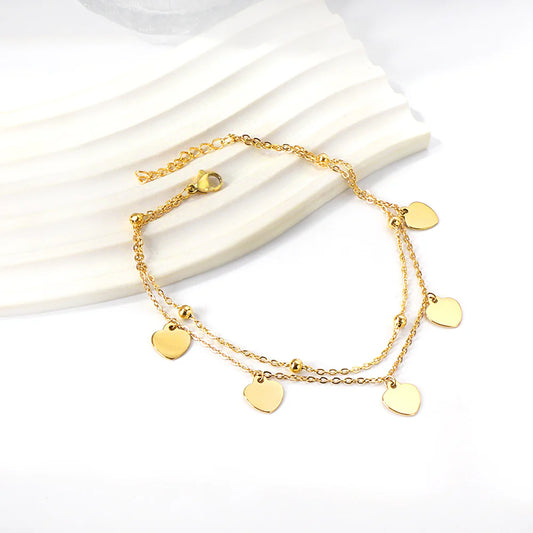 Heart charm anklet
