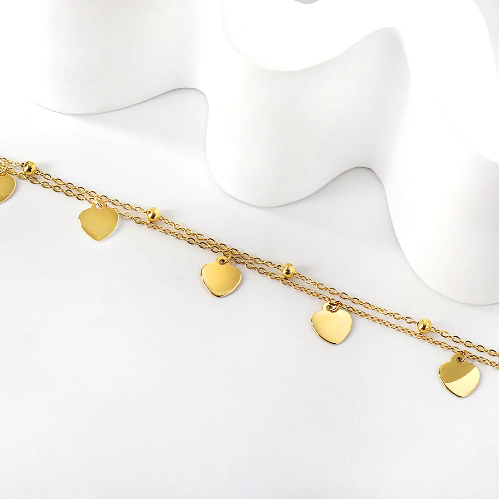 Heart charm anklet