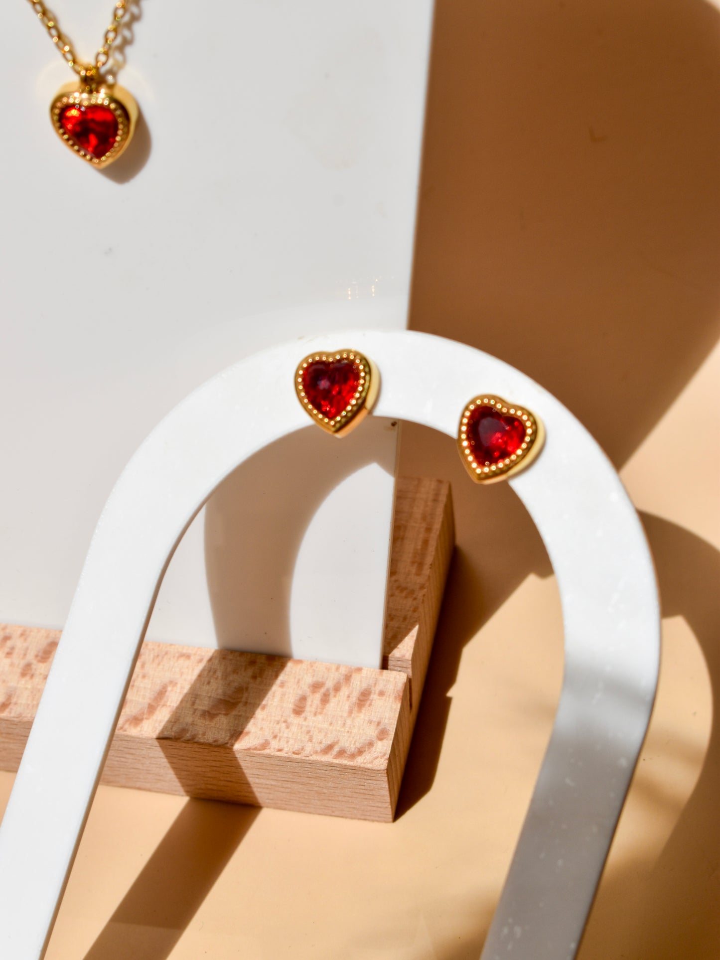 Ruby heart earrings