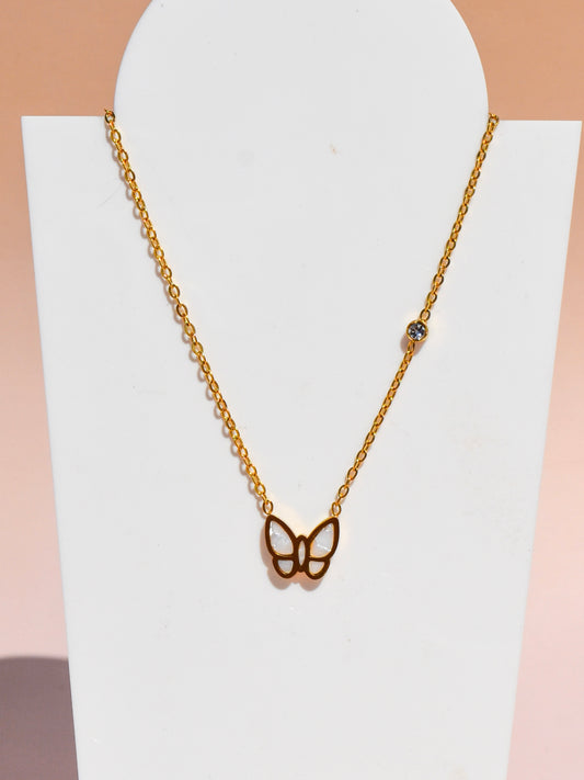 Butterfly pearl necklace