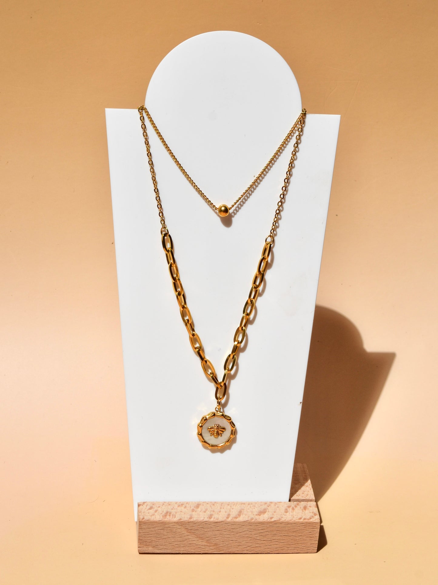 Vintage bee layered necklace