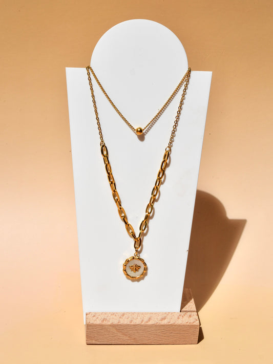 Vintage bee layered necklace