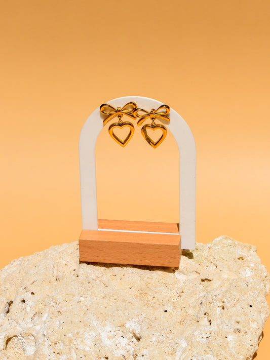 Heart & bow earrings